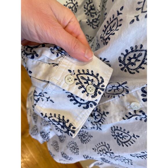 Talbots Navy Blue Allover Print Cotton Button Down Shirt, Size M - Picture 5 of 11